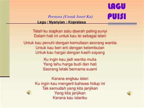 This video is made in humble appreciation of the meaningful song by kopratasa; Lirik Lagu Permata Buat Isteri Kopratasa