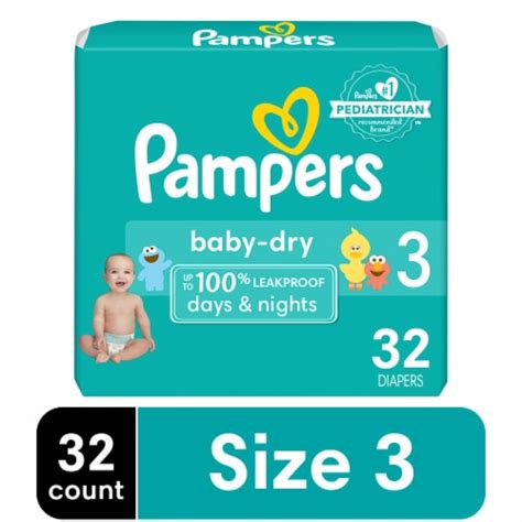 Pampers Baby Dry Baby Diapers Size 3 16 28 Lbs 32 Count Bakers