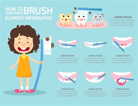 How To Brush Your Teeth Element Infographic Illustration Premium Vector