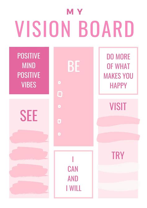 vision board printables goal planner affirmation manifestation law of attraction wall art