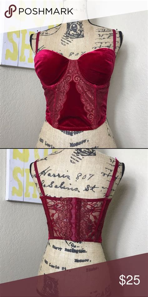 Victorias Secret Red Velvet Corset Bra Bustier Bustier Velvet Corset