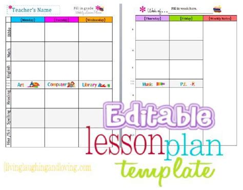 20 5 Day Lesson Plan Template