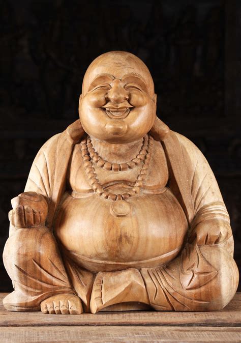 Sold Wood Buddha Of Wealth And Happiness Statue 20 102bw Hindu Gods