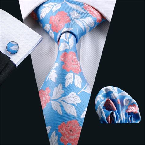 Buy Fa 245 Mens Ties Blue Floral Silk Tie Hanky