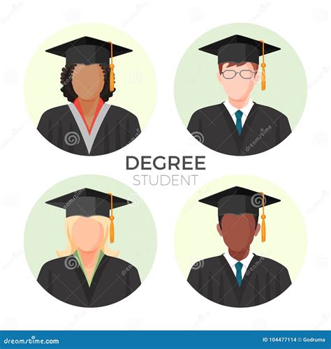 Degree Student Faceless Avatars Males And Female In Mortarboard Caps