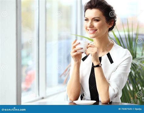Young Professional Businesswoman Sitting At Cafe Stock Image Image Of Beautiful Screen 70387545