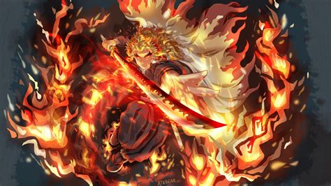 2560x1440 Kyojuro Rengoku New Demon Slayer Art 2022 1440p Resolution