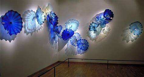 Murano Glass Plates Wall Art Chihuly Style Blue Glass Hanging Plates