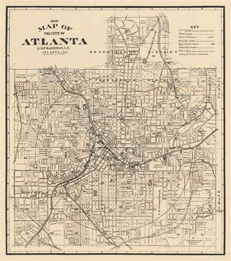 Map Of Atlanta Old Map Restored Archival Fine Print Vintage Map