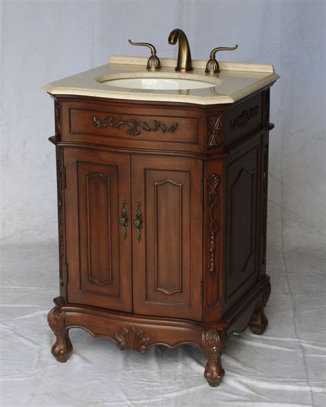 24 Adelina Antique Style Single Sink Bathroom Vanity In Walnut Finish