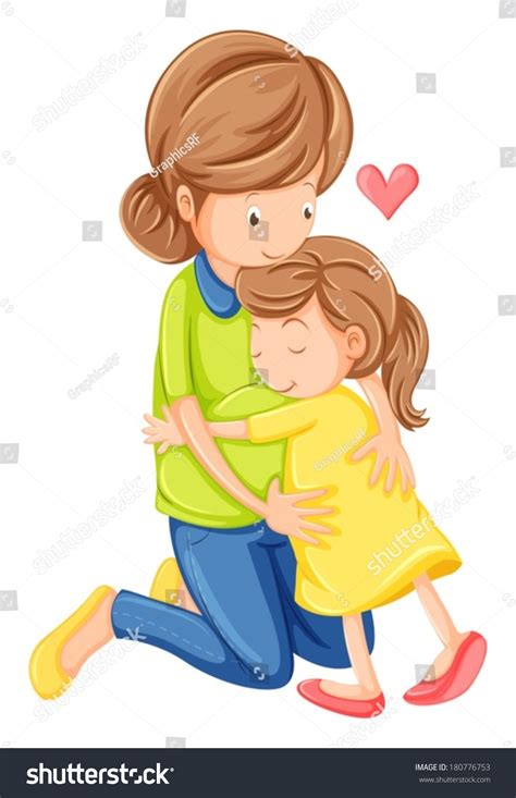 Illustration Love Mother Daughter On White Stock Vector Royalty Free