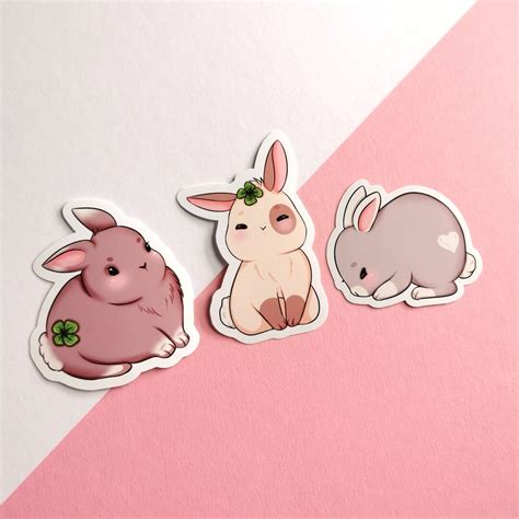 Set Of 3 Cute Bunny Stickers Cute Bunny Stickers Manga Anime Vinyl