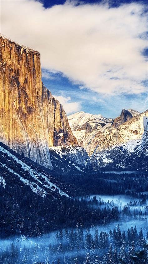 Yosemite National Park Winter Landscape Iphone 8 Wallpapers Free Download