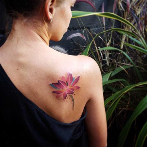 Lotus Flower Tattoo Shoulder Blade