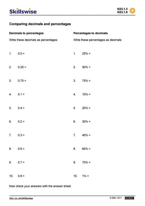 Percent To Decimal Worksheet Examples And Forms