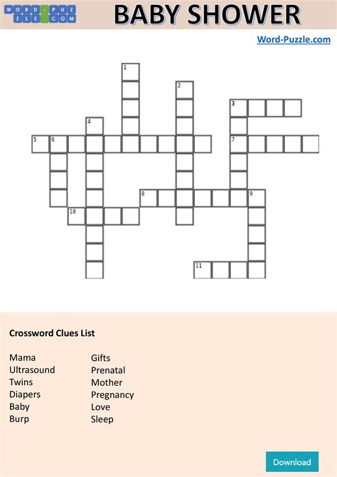 Crosswords Puzzle Baby Shower Gratis