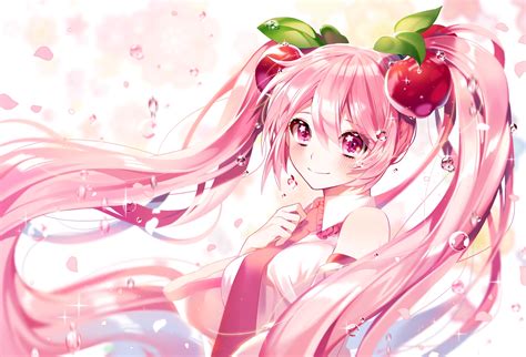 Blush Cherry Food Fruit Hatsune Miku Iso1206 Long Hair Petals Pink Pink
