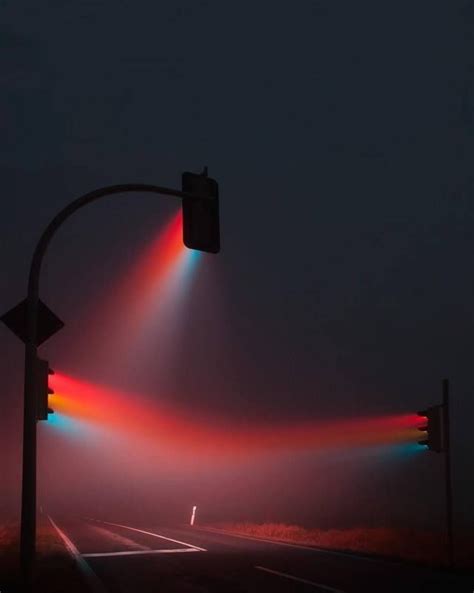 Time Lapse Of Traffic Lights In Fog Traffic Light Long Exposure