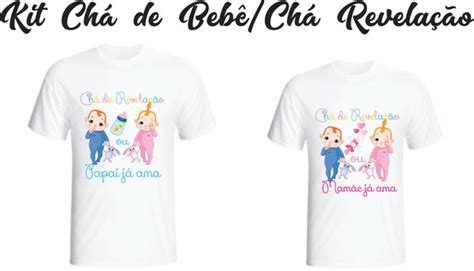 Camiseta Chá Bebêrevelação Babies Kit C2 Camisetas Elo7