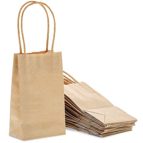 50 Pack Bulk Small Kraft Paper T Bags With Handles 6 X 35 X 25