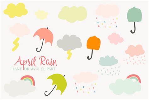 April Rain Hand Drawn Clip Art From Elancreativeco On Etsy Studio