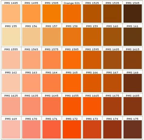 Pantone Colors In Orange Pantone Color Pms Color Chart
