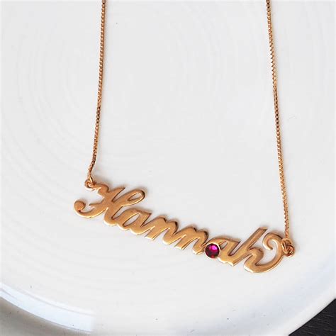 Personalised Name Necklace With Birthstone By Anna Lou Of London
