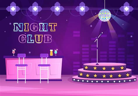 Night Club Interior Cartoon Illustration For Nightlife Like A Young