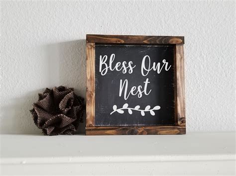 Bless Our Nest Handpainted Sign Inspirational Art Rustic Framed Art