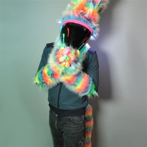 Rin Protogen Ready To Shipp Rainbow Partial Fursuit Glow Etsy