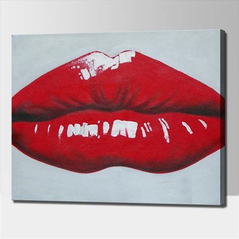 Modern Art Oil Painting Beautiful Sexy Red Lip Wall Decor Painting On