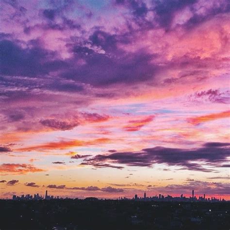 Sunset Over New York City Sky Aesthetic Pretty Sky Beautiful Sky