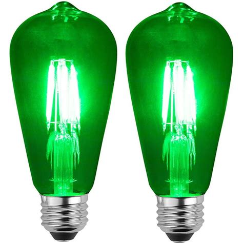 Sleeklighting Led 4watt Filament St64 Green Colored Light Bulbs