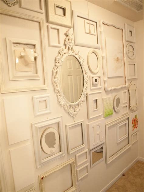 White Frames Gallery Wall Open Frames White Wall White Gallery Eclectic