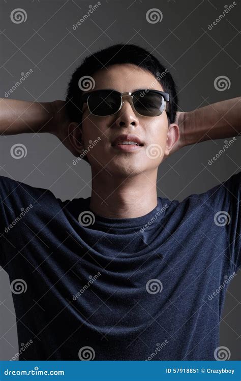 Asian Man Portrait With Retro Sunglasses Stock Image Image Of Beautiful Asian 57918851