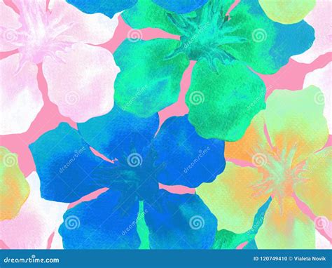 Hawaiian Watercolor Pattern Stock Illustration Illustration Of Bloom