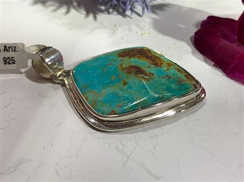 Real Turquoise Pendant In Silver Sterling Etsy Uk