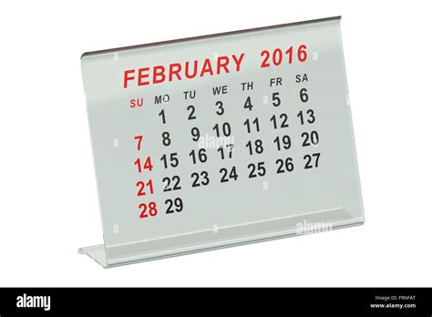 February 2016 Calendar Isolated On White Background Stock Photo Alamy