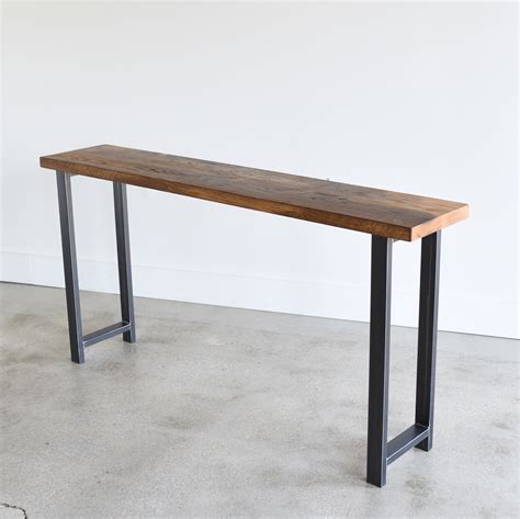 Reclaimed wood console table with metal legs. Reclaimed Wood Console Table with H-Shaped Metal Legs ...