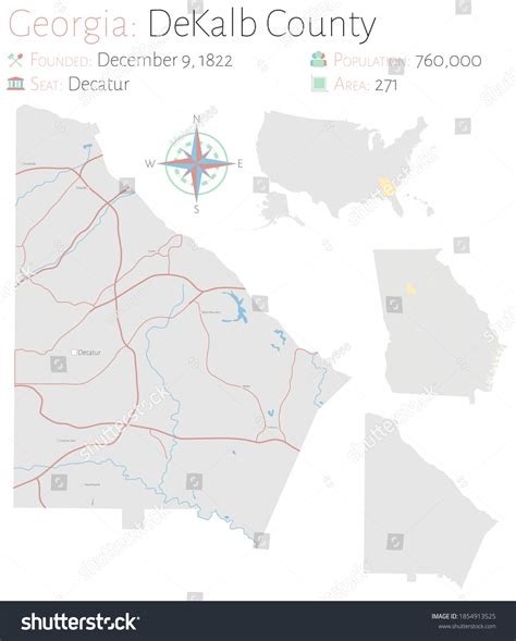 Large Detailed Map Dekalb County Georgia Stock Vector Royalty Free