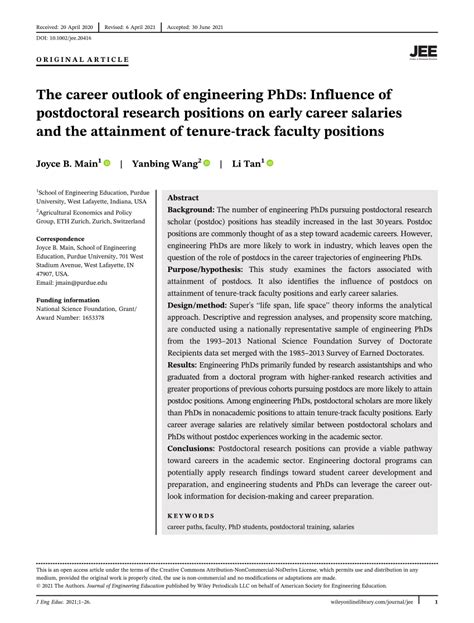PDF The Career Outlook Of Engineering PhDs Influence Of