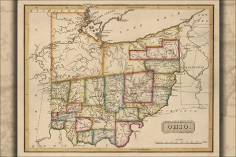 Poster Many Sizes Map Of Ohio 1817 2403 Picclick