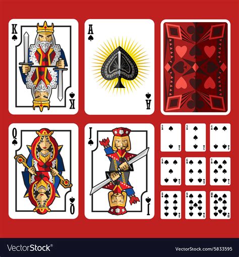 Spade Suit Playing Cards Full Set Royalty Free Vector Image