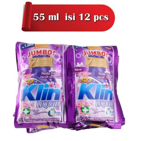 Jual So Klin Liquid Detergent Cair Konsentrat Jumbo 55ml X 12pcs Di