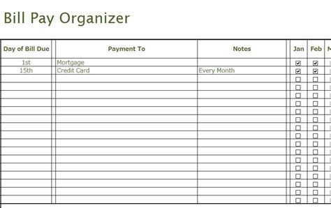 Bill Organizer Template Excel Using A Bill Payment Organizer Is Simple