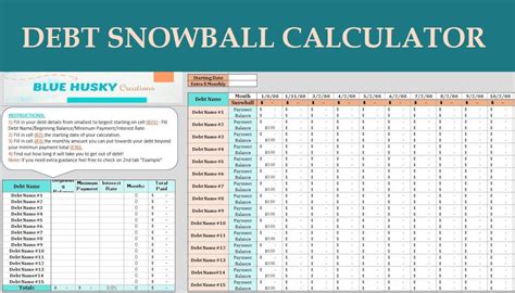 Debt Snowball Calculator Digital Excel Planner Spreadsheet Etsy