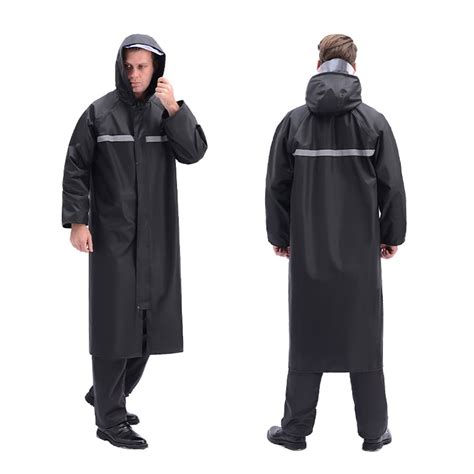 Movsou Raincoat Waterproof Mens Long Rain Jacket Lightweight Rainwear