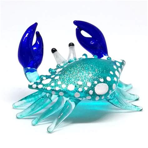 Handmade Hand Blown Art Glass Marine Animal 4 Glass Crab Figurine Glass