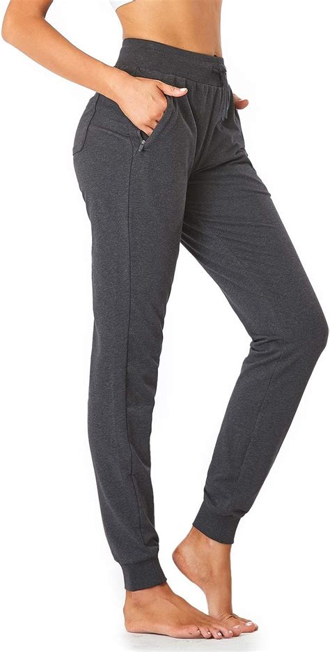 Sevego Womens 303234 Inseam Cotton Soft Jogger With Zipper Pockets Drawstring Workout