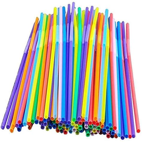 Torubia Colorful Flexible Straws Multi Colored Plastic Bendy Straws